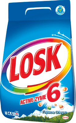 Порошок стиральный Losk Active-Zyme 6 Горное Озеро автомат, 4.5кг