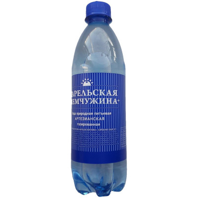 Вода Карельская Жемчужина+ артезианская природная питьевая газированная, 500мл