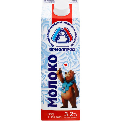 Молоко Ярмолпрод питьевое пастеризованное 2.5%, 1л