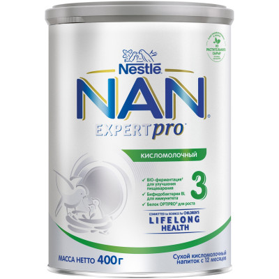 Кисломолочный напиток Nan 3 для улучшения пищеварения с 12 месяцев, 400г