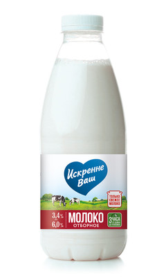 Молоко Искренне Ваш отборное питьевое пастеризованное 3.4-6%, 930мл