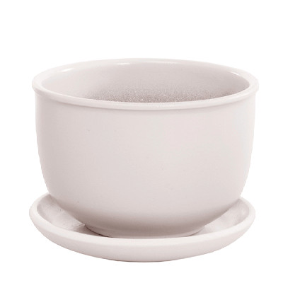 Горшок Бутон с подставкой керамический молочный-белый, 0.5л