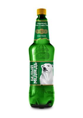 Пиво Белый Медведь светлое 5%, 1.3л