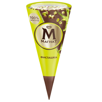 Мороженое Магнат Фисташка сливочное покрытое шоколадом в вафельном рожке 8%, 72г