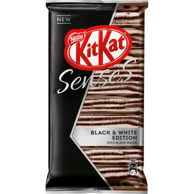 Шоколад KitKat Senses Black&White Edition молочный-белый-тёмный с хрустящей тёмной вафлей, 112г