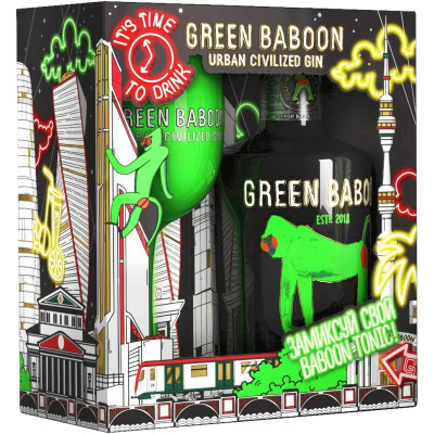 Джин Green Baboon в наборе с бокалом, 700мл