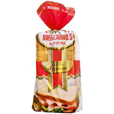 Хлеб тостовый Хлебозавод №5 Гурман пшеничный нарезка, 500г