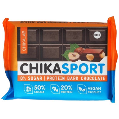 Шоколад тёмный Chikalab с фундуком, 100г