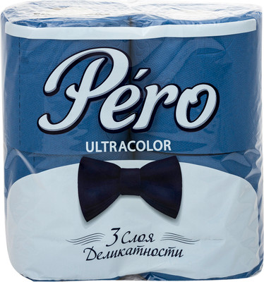 Бумага туалетная Pero Ultracolor 4шт синяя 3 слоя