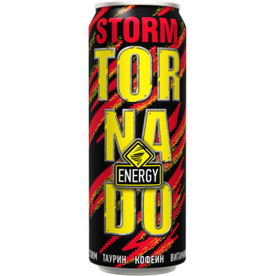 Напиток энергетический Tornado Energy Storm безалкогольный тонизирующий газированный, 450мл