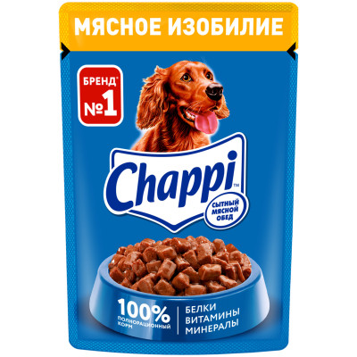 Влажный корм Chappi для собак cытный мясной обед Мясное изобилие, 85г