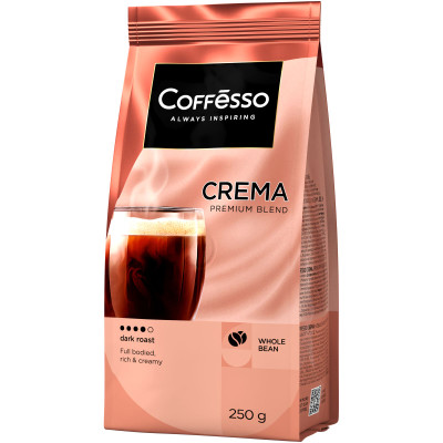 Кофе Coffesso Crema жареный в зёрнах, 250г
