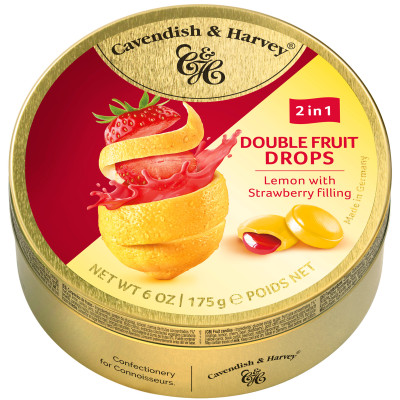 Леденцы Cavendish&Harvey Double Fruit лимон-клубника с жидким центром, 175г