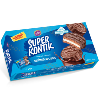Печенье-сэндвич Konti Super Kontik маршмеллоу-сливки, 144г