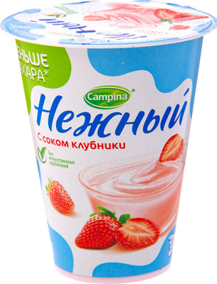 Продукт йогуртный Нежный с соком клубники 0.1%, 320г