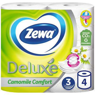 Бумага туалетная Zewa Deluxe 4шт Camomile Comfort 3 слоя