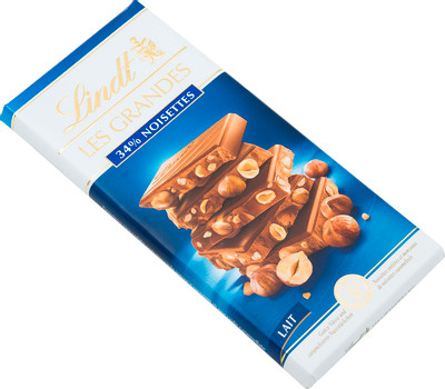 Шоколад молочный Lindt Les Grandes с фундуком, 150г