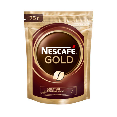 Кофе Nescafé Gold натуральный растворимый с добавлением молотого, 75г