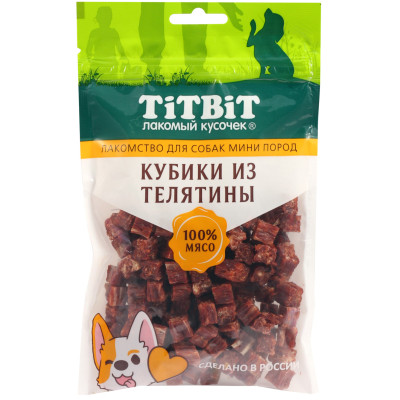 Кубики Titbit из телятины для собак, 100г