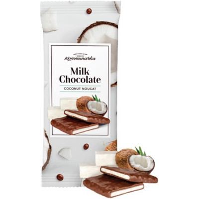 Шоколад молочный Коммунарка Milk Chocolate Coconut Nougat с кокосовой нугой, 80г
