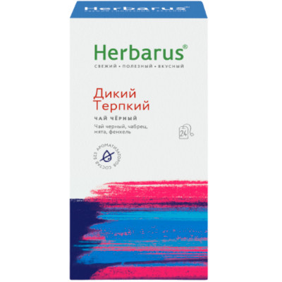 Чай Herbarus Дикий Терпкий черный с добавками, 24x2г