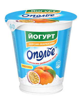 Йогурт фруктовый Ополье персик-маракуйя 2.5%, 290г