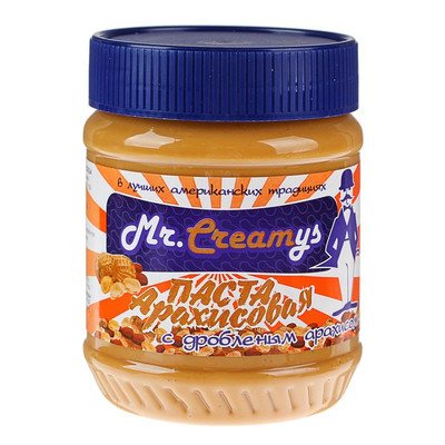Паста арахисовая Mr. Creamys с дробленым арахисом, 340г