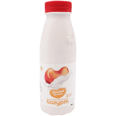 Йогурт питьевой Донской Молочник со вкусом персика 2.5%, 300мл
