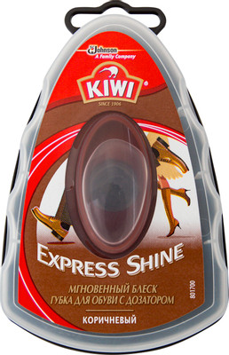Губка для обуви Kiwi Express Shine с дозатором коричневая, 6г