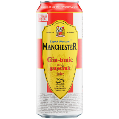 Коктейль Manchester Джин-тоник с соком грейпфрута 7.2%, 500мл