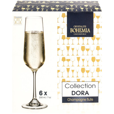 Набор бокалов Crystalite Bohemia Strix Dora для шампанского, 6х200мл