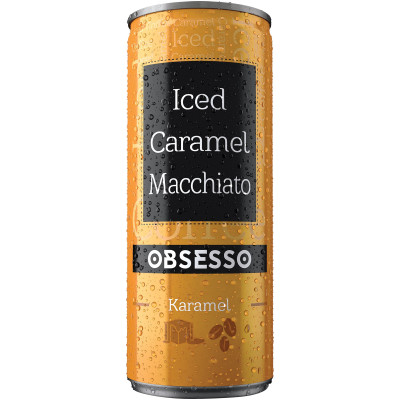 Кофейный напиток Obsesso aramel macchiato c молочно-карамельным вкусом, 250мл