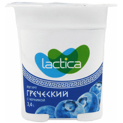 Йогурт Lactica двухслойный греческий с черникой 3.4%, 120г
