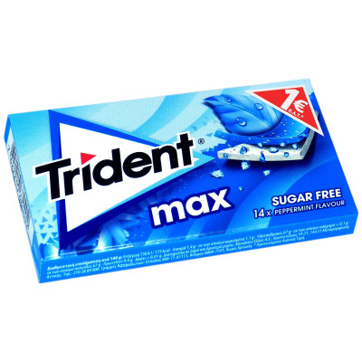 Жевательная резинка Trident Max без сахара перечная мята, 27г