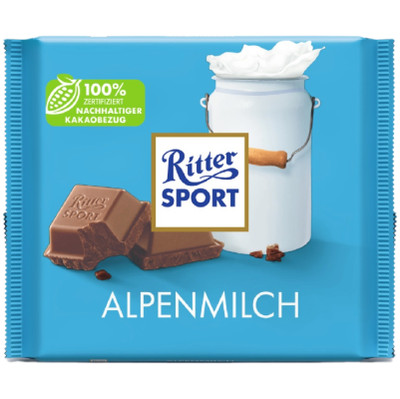 Шоколад Ritter Sport молочный с альпийским молоком, 250г