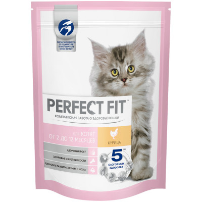Cухой корм Perfect Fit полнорационный для котят от 2 до 12 месяцев с курицей, 190г