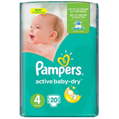 Подгузники Pampers Active Baby-Dry Maxi р.4 9-14, 20шт