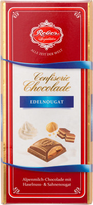 Шоколад молочный Reber Mozart Confiserie Edelnougat с ореховым пралине и марципаном, 100г