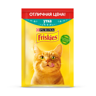 Корм Friskies с уткой в подливе консервированный для взрослых кошек, 50г