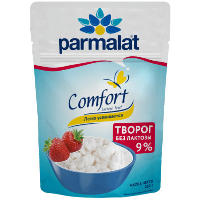 Творог Parmalat Comfort Рассыпчатый безлактозный 9%, 260г