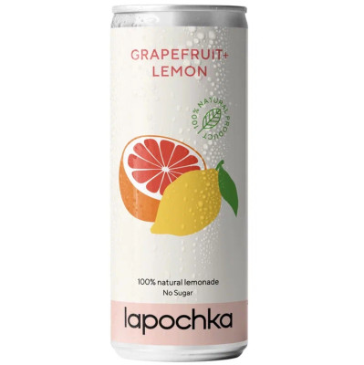 Напиток безалкогольный Lapochka грейпфрут-лимон среднегазированный, 330мл
