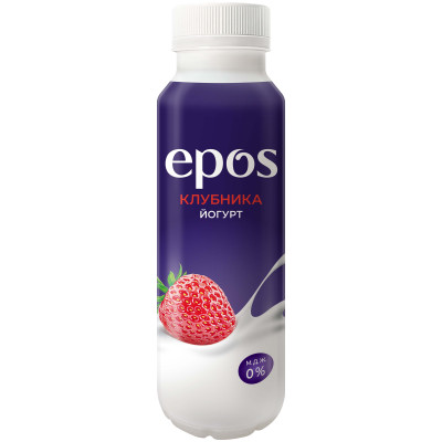 Йогурт питьевой Epos с клубникой обезжиренный, 250мл