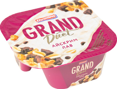 Десерт творожный Grand Duet Айскрим лав пломбир-арахис-печенье-шоколад 9.1%, 138г