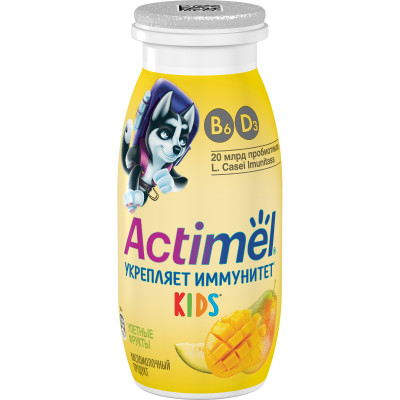 Напиток кисломолочный Actimel Улетные фрукты детский манго-груша-дыня 2.5%, 100г