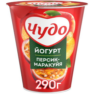 Йогурт Чудо персик-маракуйя 2%, 290г