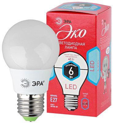Лампа светодиодная Эра Eco SMD A55 E27 6W 840