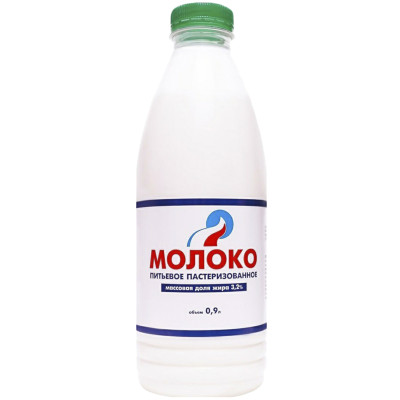 Молоко Вемол питьевое пастеризованное 3.2%, 900мл