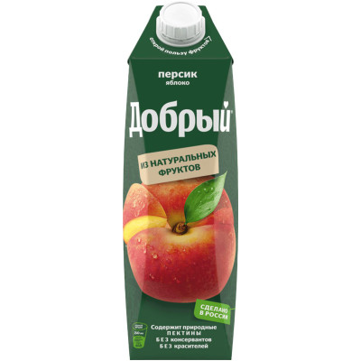 Напиток сокосодержащий Добрый яблоко-персик безалкогольный, 1л