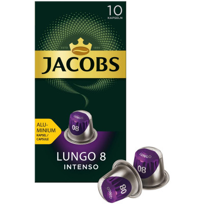 Кофе в капсулах Jacobs Lungo 8 Intenso натуральный жареный молотый, 10х5.2г