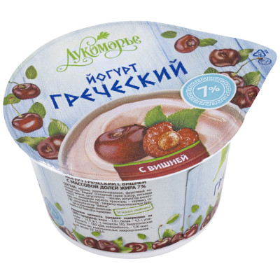 Йогурт Лукоморье Греческий с вишней 7%, 150г